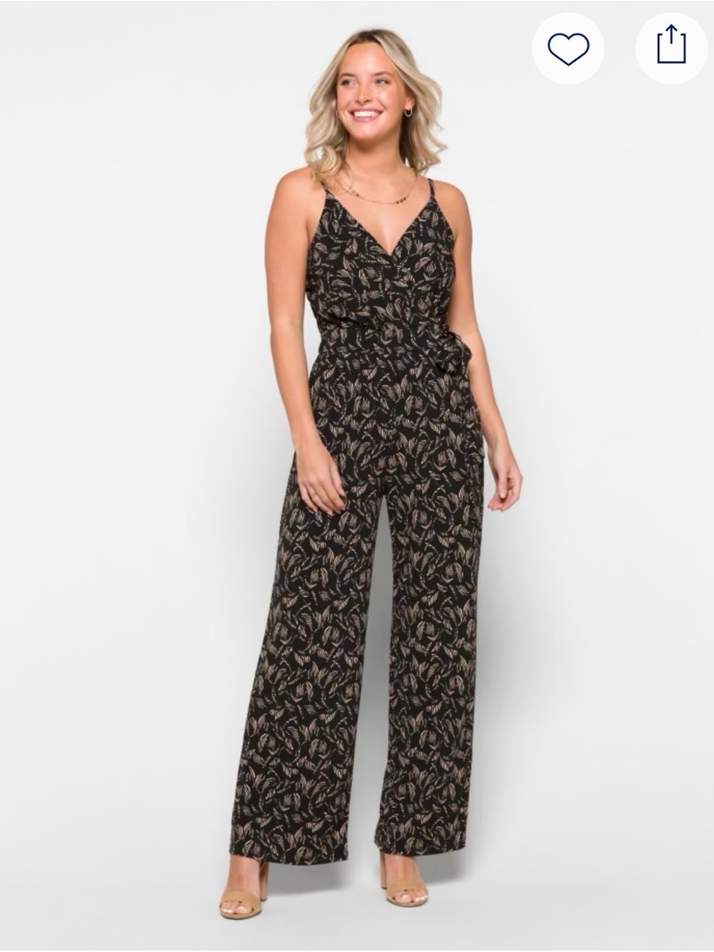 Kaileigh Rochelle Printed V-Neck Wide-Leg Jumpsuit